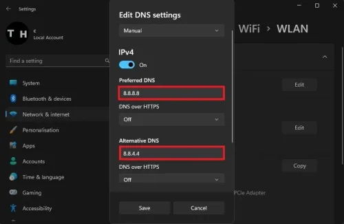 Edit DNS Settings