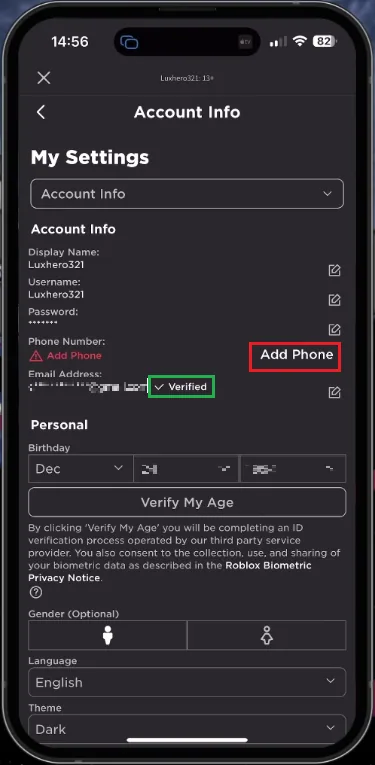 verify roblox email