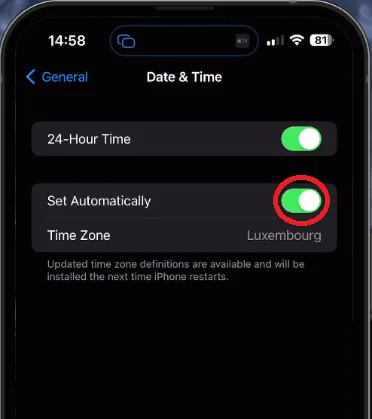 change date and time settings