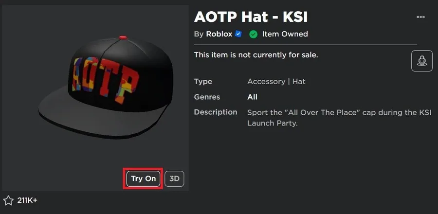 Wear or Try On Roblox Item