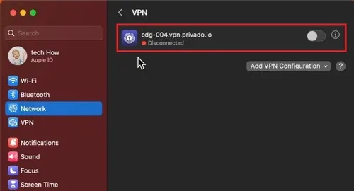 System Settings > Network > VPN