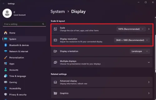 windows display settings