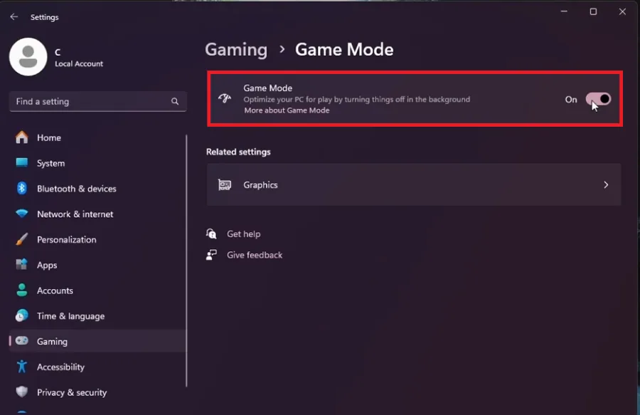 windows game mode