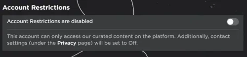 account restrictions are disabled