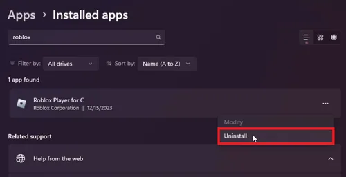 unistall roblox