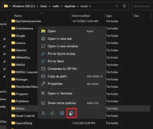 delete roblox cache