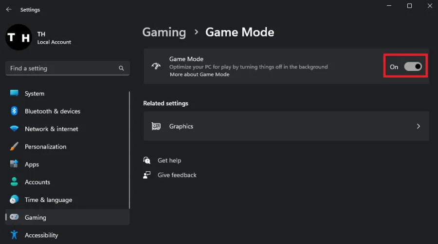 enable windows game mode