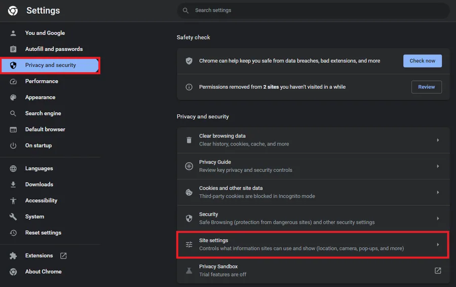 google chrome privacy settings