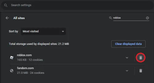 delete roblox site cookies