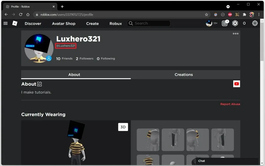 Find the correct username to add to the Roblox Experience