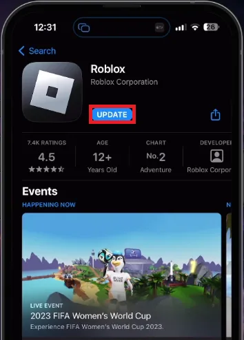 update roblox app