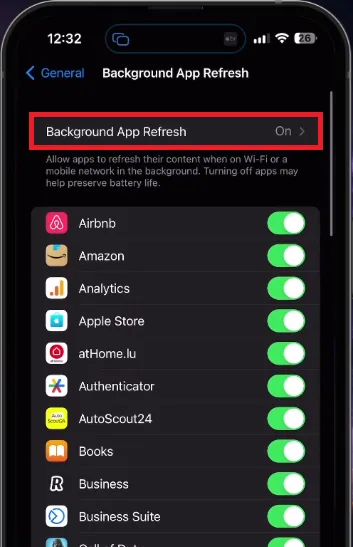 background app refresh settings