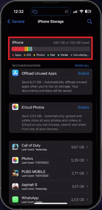 iphone storage settings preview