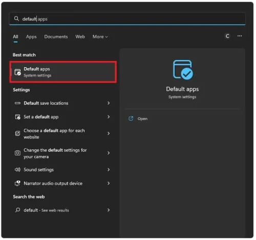 Default Apps System Settings