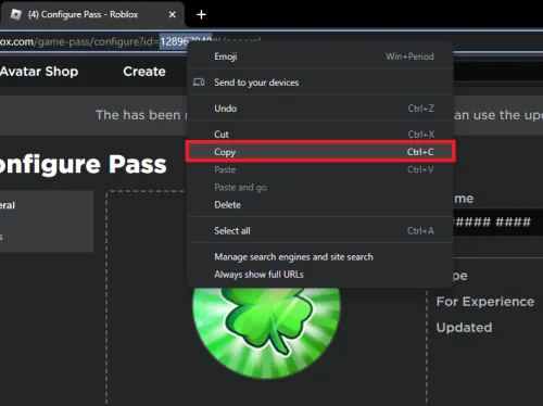 Copy Game Pass ID (numbers) from URL