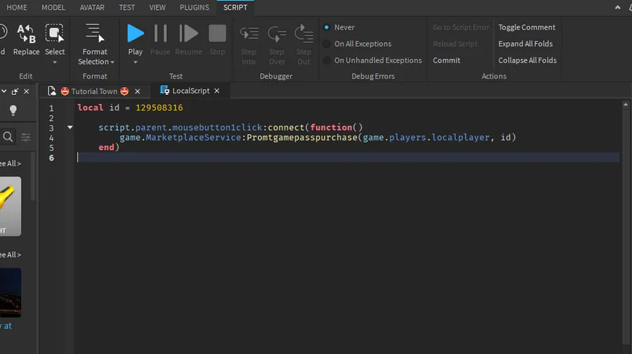 Add LocalScript for Game Pass