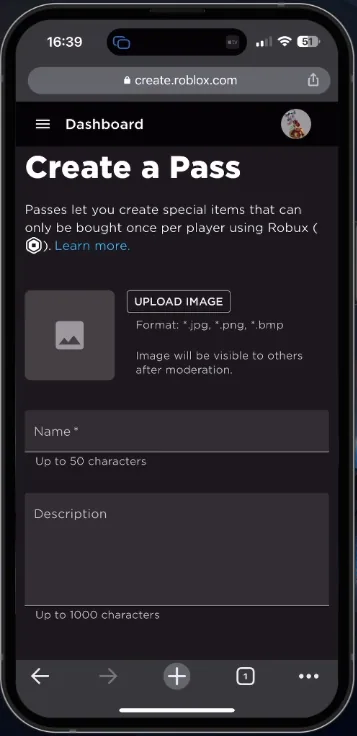 create a game pass for Roblox