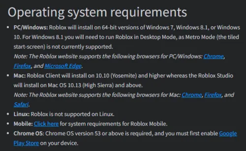 roblox requirements