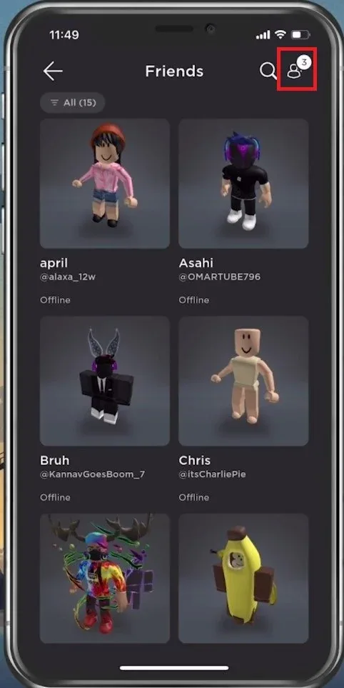This will allow you to preview all of your current Friends