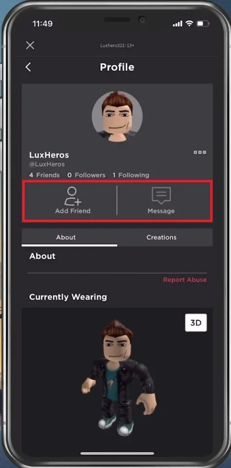 Add user as friend or message them