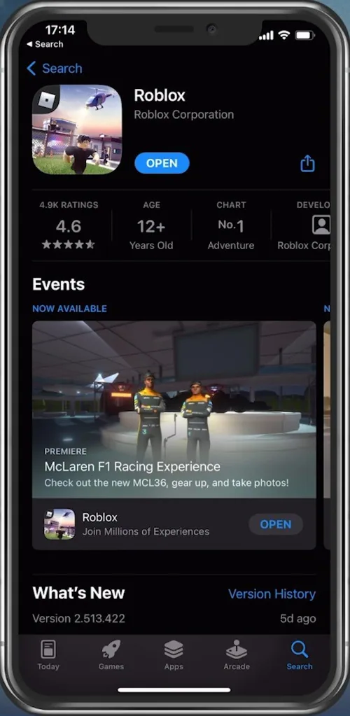 App Store > Roblox