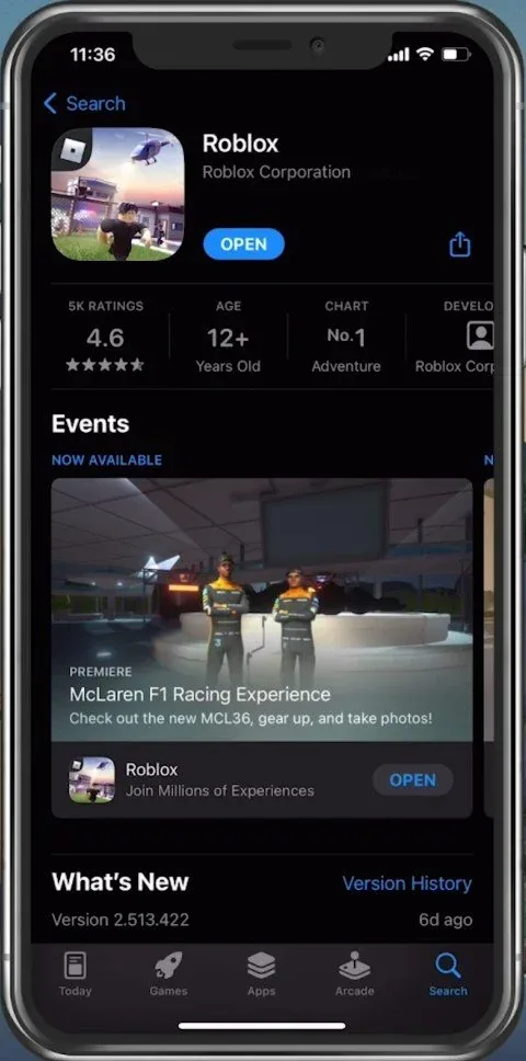 App Store > Roblox