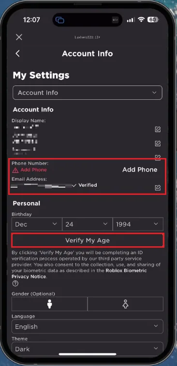 verify account details