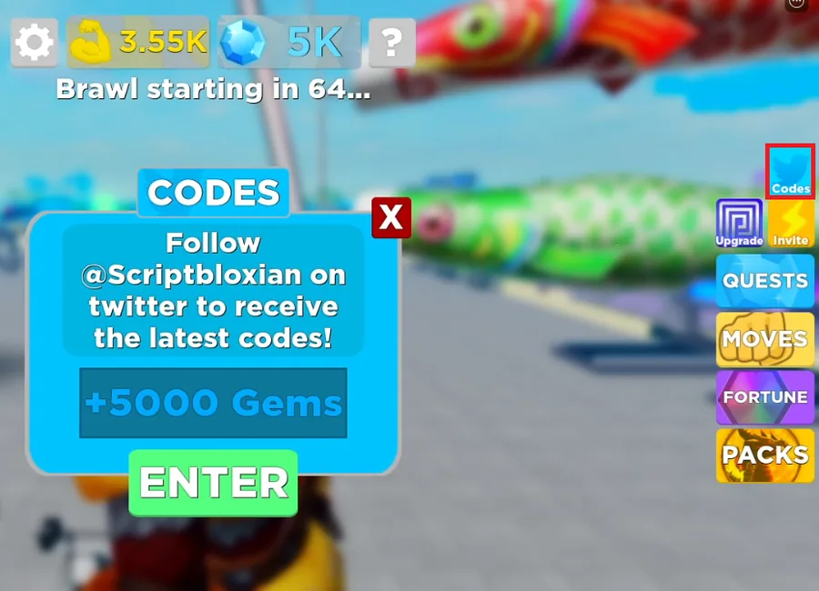Codes icon in Muscle Legends