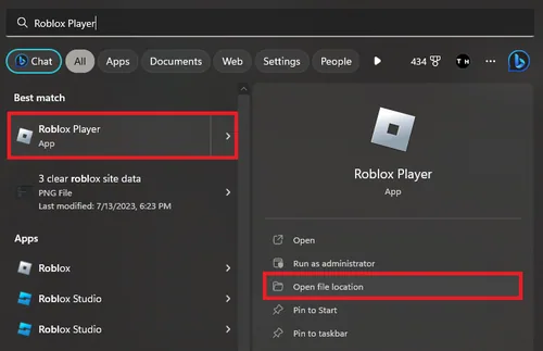 open roblox file location