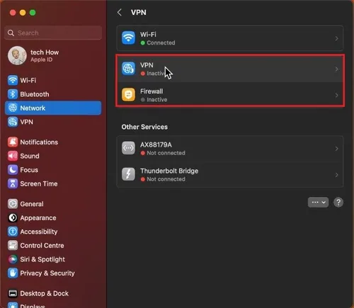 System Settings > Network > VPN & Firewall