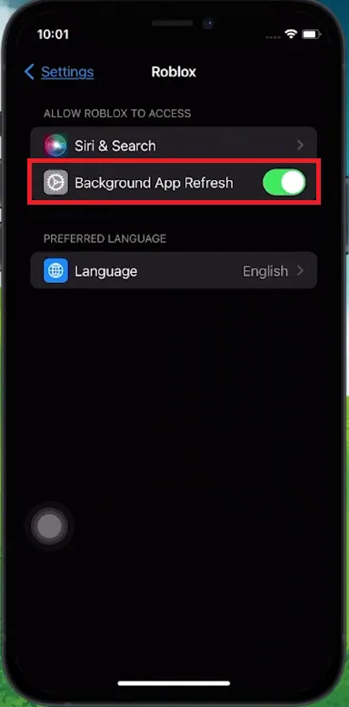 roblox background app refresh