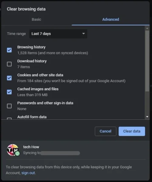 Clear your browsing data
