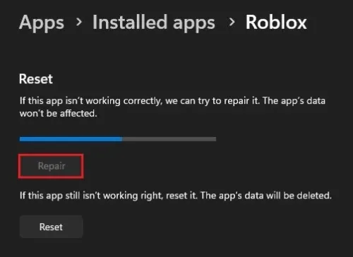 Windows Settings > Apps > Installed apps > Roblox
