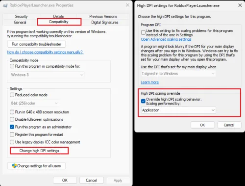 change high dpi settings