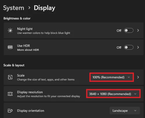 windows display settings