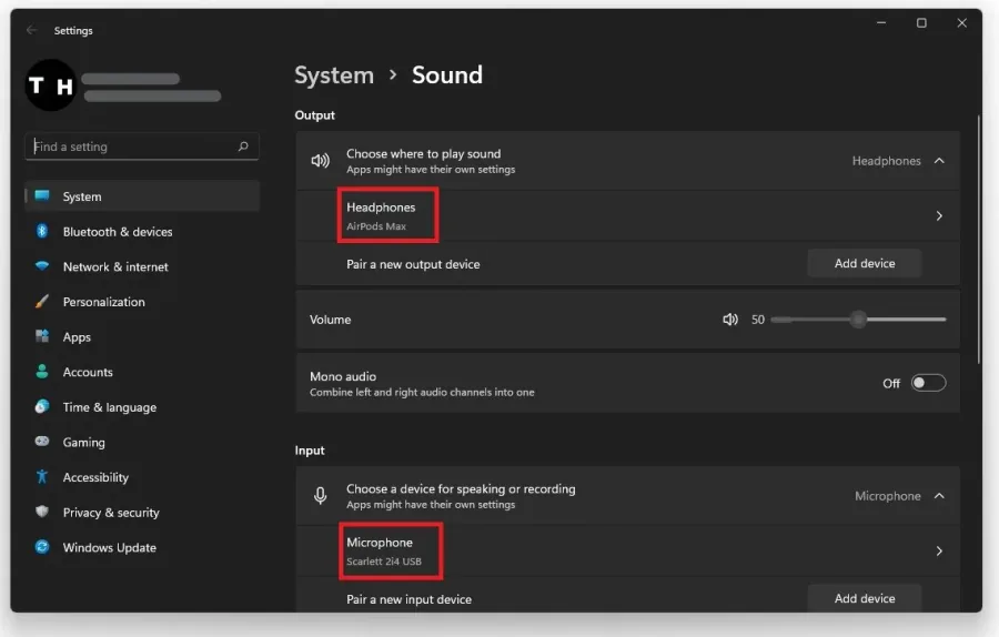 Windows Settings > System > Output Device