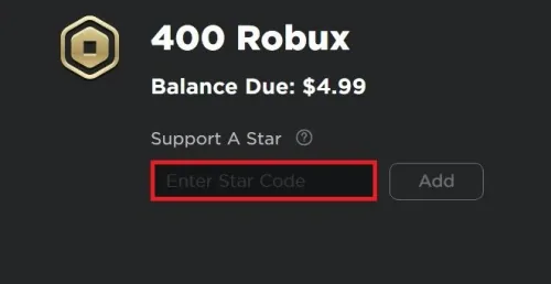 Enter the Roblox Star Code