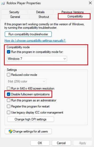 roblox compatibility settings