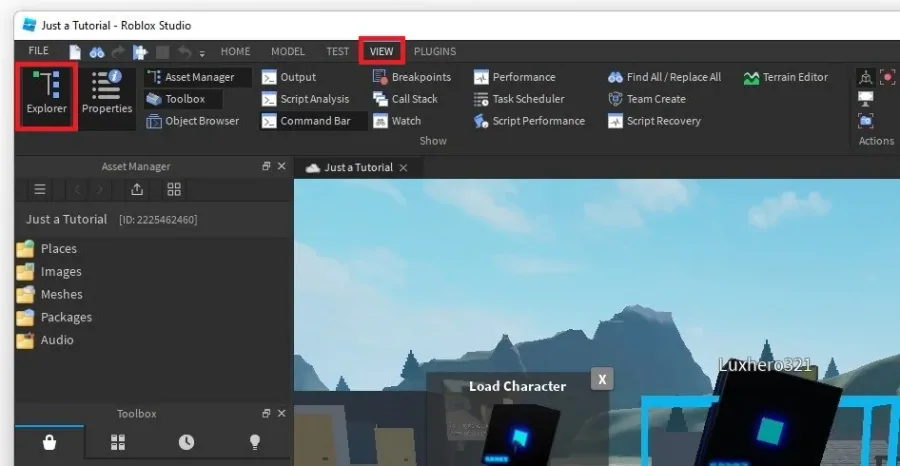 Roblox Studio > View > Explorer