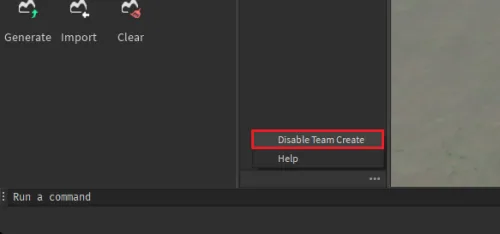 Team Create > Disable Team Create