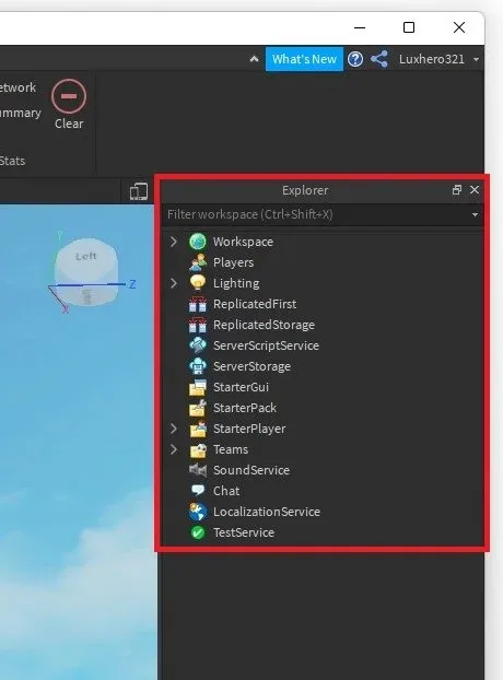 Roblox Explorer Window