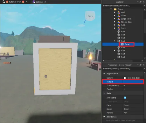 Part > Add Decal > Add Texture