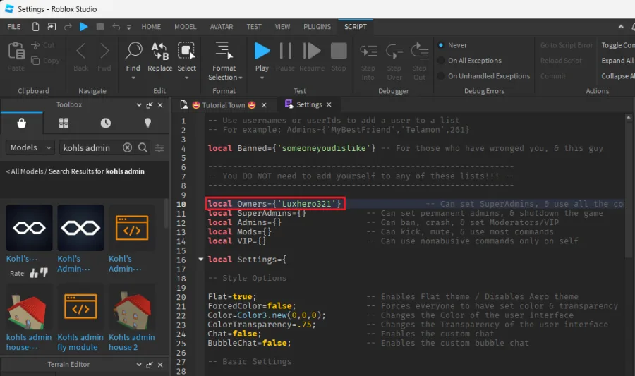 Roblox Studio > Explorer > Part +