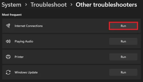 System Settings > Troubleshoot > Other Troubleshooters