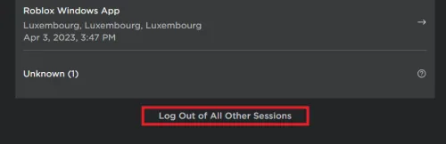 log out of roblox sessions