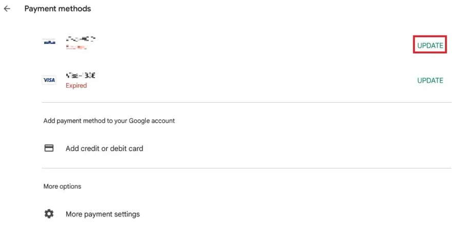 Payments & Scubscriptions > Payment Methods