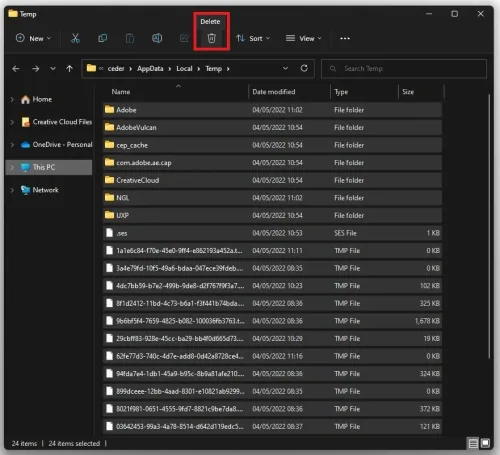 Delete the Windows temporary files