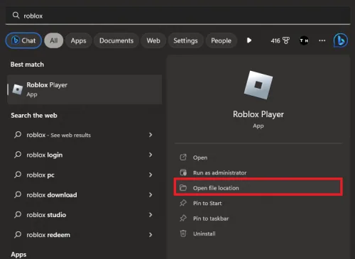 open roblox file location