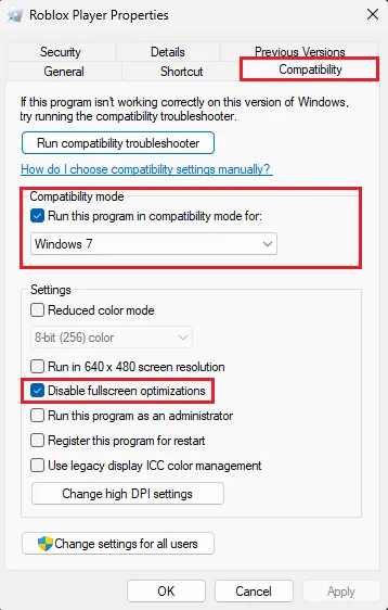roblox compatibility settings