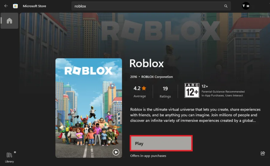 Microsoft Store > Roblox